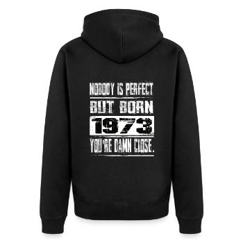 No one is perfect but born 1973 birthday - Unisex Premium Organic Zip Hoodie - black - Back - Nico (187cm)