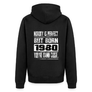 No one is perfect but born 1980 birthday - Unisex Premium Organic Zip Hoodie - black - Back - Nico (187cm)