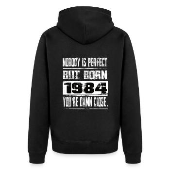 No one is perfect but born 1984 birthday - Unisex Premium Organic Zip Hoodie - black - Back - Nico (187cm)