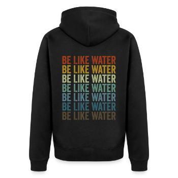 Sei wie Wasser Martial Arts Kung Fu - Unisex Premium Bio Zip Hoodie - Schwarz - Hinten - Nico (187cm)