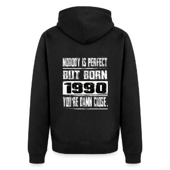 No one is perfect but born 1990 birthday - Unisex Premium Organic Zip Hoodie - black - Back - Nico (187cm)