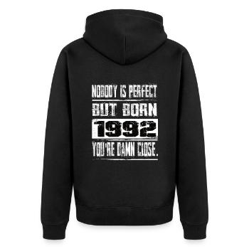 No one is perfect but born 1992 birthday - Unisex Premium Organic Zip Hoodie - black - Back - Nico (187cm)