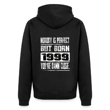 No one is perfect but born 1999 birthday - Unisex Premium Organic Zip Hoodie - black - Back - Nico (187cm)
