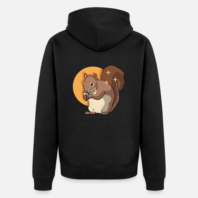 Süßes Eichhörnchen Grauhörnchen Geschenk - Unisex Premium Bio Zip Hoodie - Schwarz