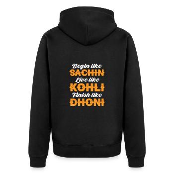 Cricket - Unisex Premium Bio Zip Hoodie - Schwarz - Hinten - Nico (187cm)