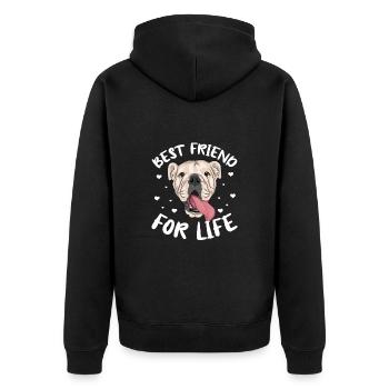 Bouledogue anglais Cadeau de chien bouledogue anglais - Veste à capuche bio Premium Unisexe - noir - Dos - Nico (187cm)