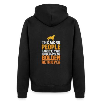 Golden Retriever - Unisex Premium Bio Zip Hoodie - Schwarz - Hinten - Nico (187cm)