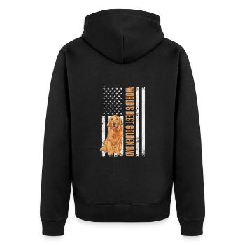 Golden Retriever - Unisex Premium Bio Zip Hoodie - Schwarz - Hinten - Nico (187cm)