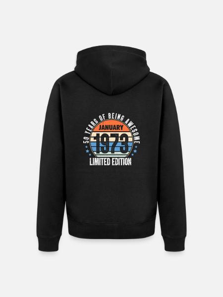 Januar 1973 - Unisex Premium Bio Zip Hoodie - Schwarz