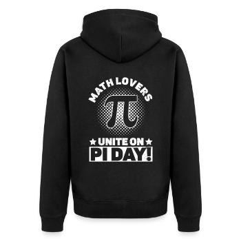 Math lovers unite on Pi Day! - - Unisex Premium Organic Zip Hoodie - black - Back - Nico (187cm)