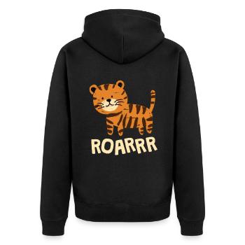 Roarrr Tiger Big Cat Children - Unisex Premium Organic Zip Hoodie - black - Back - Nico (187cm)