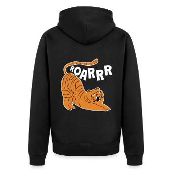 Tiger Roarrr Big Cat Children - Unisex Premium Organic Zip Hoodie - black - Back - Nico (187cm)