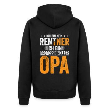 Bin kein Rentner Professioneller Opa - Unisex Premium Bio Zip Hoodie - Schwarz - Hinten - Nico (187cm)