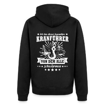 Kranführer Kran Kranfahrer - Unisex Premium Bio Zip Hoodie - Schwarz - Hinten - Nico (187cm)