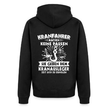Kranführer Kran Kranfahrer - Unisex Premium Bio Zip Hoodie - Schwarz - Hinten - Nico (187cm)