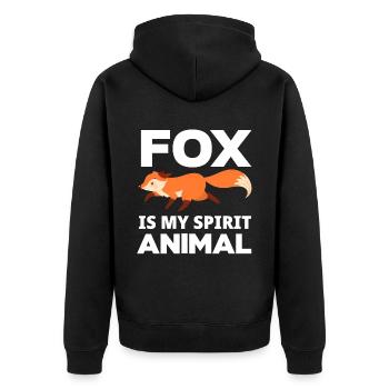 Fuchs Mädchen - Unisex Premium Bio Zip Hoodie - Schwarz - Hinten - Nico (187cm)