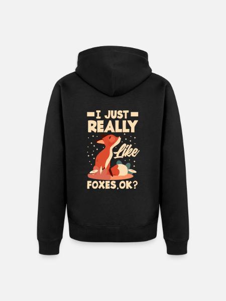 Fox Foxes Animals Gift Idea - Unisex Premium Organic Zip Hoodie - black