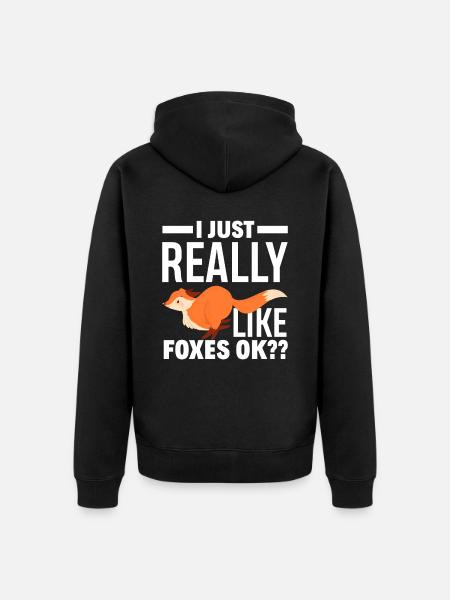 Fox - Unisex Premium Organic Zip Hoodie - black