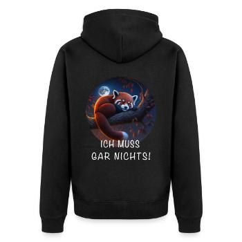 Ich Muss Gar Nichts Roter Panda - Unisex Premium Bio Zip Hoodie - Schwarz - Hinten - Nico (187cm)