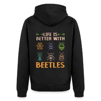 Life Is Better With Beetles Entomology Bug Hunter - Unisex Premium Organic Zip Hoodie - black - Back - Nico (187cm)