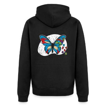 Entomologie des papillons Entomologiste Sensibilisation à l’autisme - Veste à capuche bio Premium Unisexe - noir - Dos - Nico (187cm)