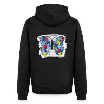 Butterfly Entomology Entomologist Autism Awareness - Unisex Premium Organic Zip Hoodie - black - Back - Nico (187cm)