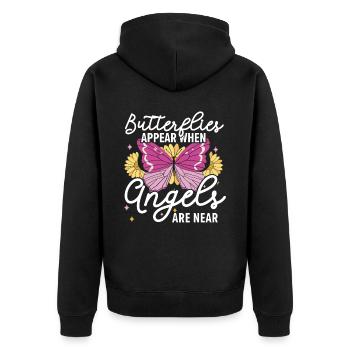 Butterflies Appear When Angels Are Near Insect - Unisex Premium Organic Zip Hoodie - black - Back - Nico (187cm)