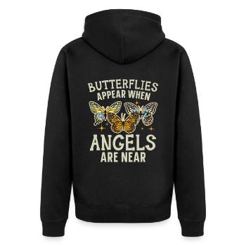 Butterflies Appear When Angels Are Near Insect - Unisex Premium Organic Zip Hoodie - black - Back - Nico (187cm)