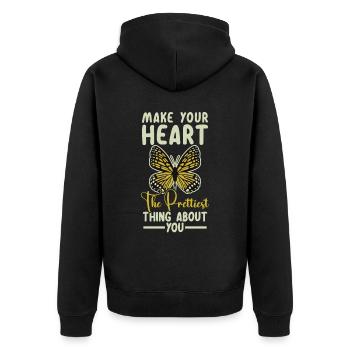 Faites de votre cœur la plus belle chose à votre sujet - Veste à capuche bio Premium Unisexe - noir - Dos - Nico (187cm)