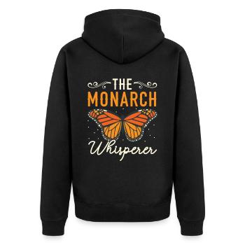 The Monarch Whisperer Butterfly Insect Bug Hunter - Unisex Premium Organic Zip Hoodie - black - Back - Nico (187cm)