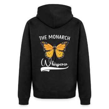 The Monarch Whisperer Butterfly Insect Bug Hunter - Unisex Premium Organic Zip Hoodie - black - Back - Nico (187cm)