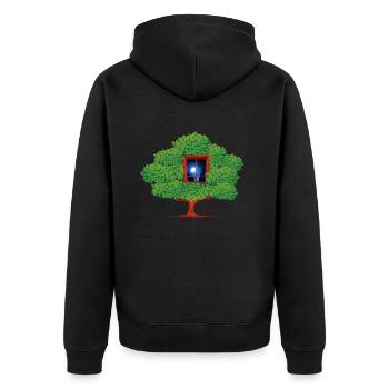 Tree Window Night Abstract - Unisex Premium Organic Zip Hoodie - black - Back - Nico (187cm)
