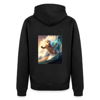 Beach Vibe Otter Cool Surfing Otter - Unisex Premium Bio Zip Hoodie - Schwarz - Hinten - Nico (187cm)