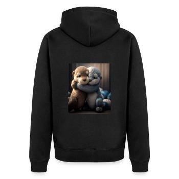 Loutre anniversaire Loutre Douce Loutre Câline - Veste à capuche bio Premium Unisexe - noir - Dos - Nico (187cm)