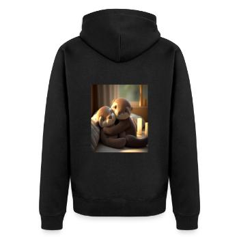 Loutre anniversaire Loutre Douce Loutre Câline - Veste à capuche bio Premium Unisexe - noir - Dos - Nico (187cm)