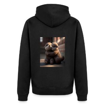 Loutre anniversaire Loutre Douce Loutre Câline - Veste à capuche bio Premium Unisexe - noir - Dos - Nico (187cm)