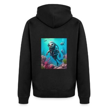 Cool Sea Otter Costume Scuba Diving Otter - Unisex Premium Bio Zip Hoodie - Schwarz - Hinten - Nico (187cm)