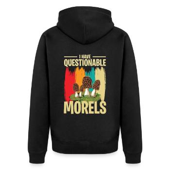 Mushroom pickers and mushroom friends - Unisex Premium Organic Zip Hoodie - black - Back - Nico (187cm)