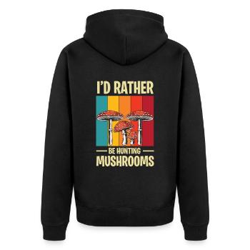 Mushroom pickers and mushroom friends - Unisex Premium Organic Zip Hoodie - black - Back - Nico (187cm)