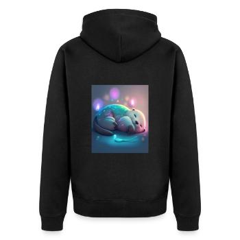 Otter Pet Owners Funny Sleepyhead Otter - Unisex Premium Organic Zip Hoodie - black - Back - Nico (187cm)