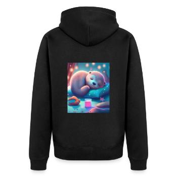 Otter Pet Owners Funny Sleepyhead Otter - Unisex Premium Organic Zip Hoodie - black - Back - Nico (187cm)
