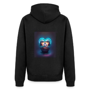 Kawaii Otter Pet Otter Couple Holding Hands - Unisex Premium Bio Zip Hoodie - Schwarz - Hinten - Nico (187cm)