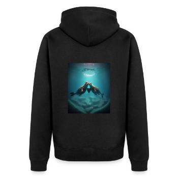 Cute Otter Lovers Sweet Sea Otter Couple - Unisex Premium Bio Zip Hoodie - Schwarz - Hinten - Nico (187cm)