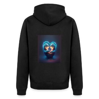 Kawaii Otter Pet Otter Couple Holding Hands - Unisex Premium Bio Zip Hoodie - Schwarz - Hinten - Nico (187cm)