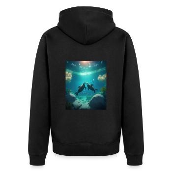 Cute Otter Lovers Sweet Sea Otter Couple - Unisex Premium Bio Zip Hoodie - Schwarz - Hinten - Nico (187cm)