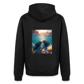 Cute Otter Lovers Sweet Sea Otter Couple - Unisex Premium Bio Zip Hoodie - Schwarz - Hinten - Nico (187cm)