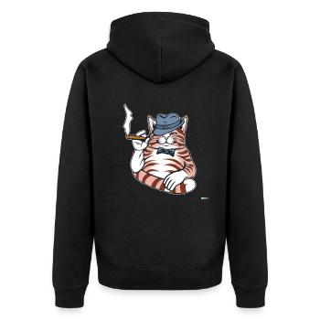 Katzen Katze Katzenshirt Katze Geschenkidee kitten - Unisex Premium Bio Zip Hoodie - Schwarz - Hinten - Nico (187cm)
