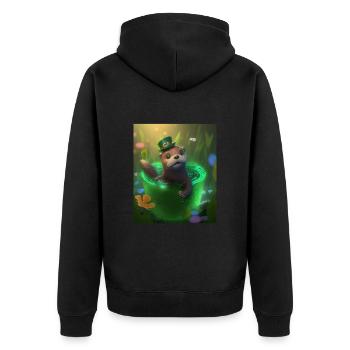 Kawaii Otter Pet Lucky Sea Otter - Unisex Premium Bio Zip Hoodie - Schwarz - Hinten - Nico (187cm)