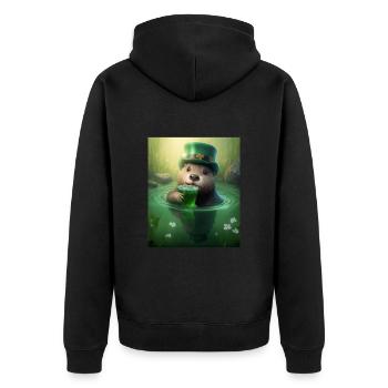 Kawaii Otter Pet Lucky Sea Otter - Unisex Premium Bio Zip Hoodie - Schwarz - Hinten - Nico (187cm)