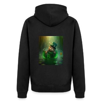 Kawaii Otter Pet Lucky Sea Otter - Unisex Premium Bio Zip Hoodie - Schwarz - Hinten - Nico (187cm)